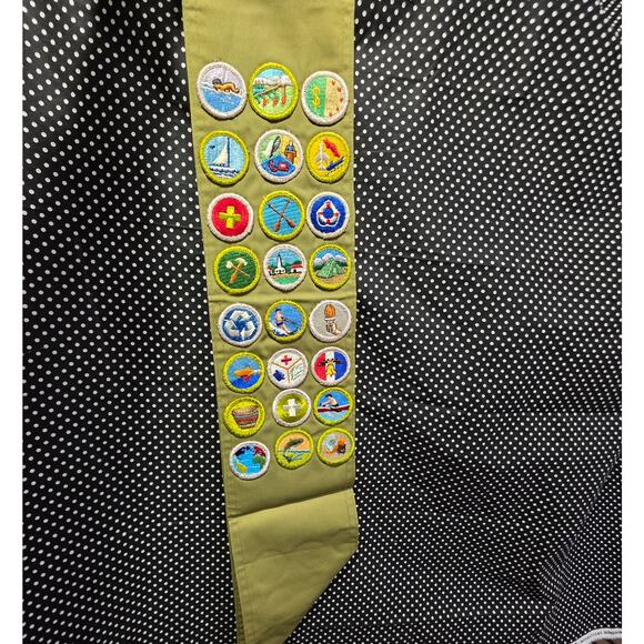 Vintage BSA Boy Scout Merit Badge Sash w/ 24 Merit Badges Swimming First Aid